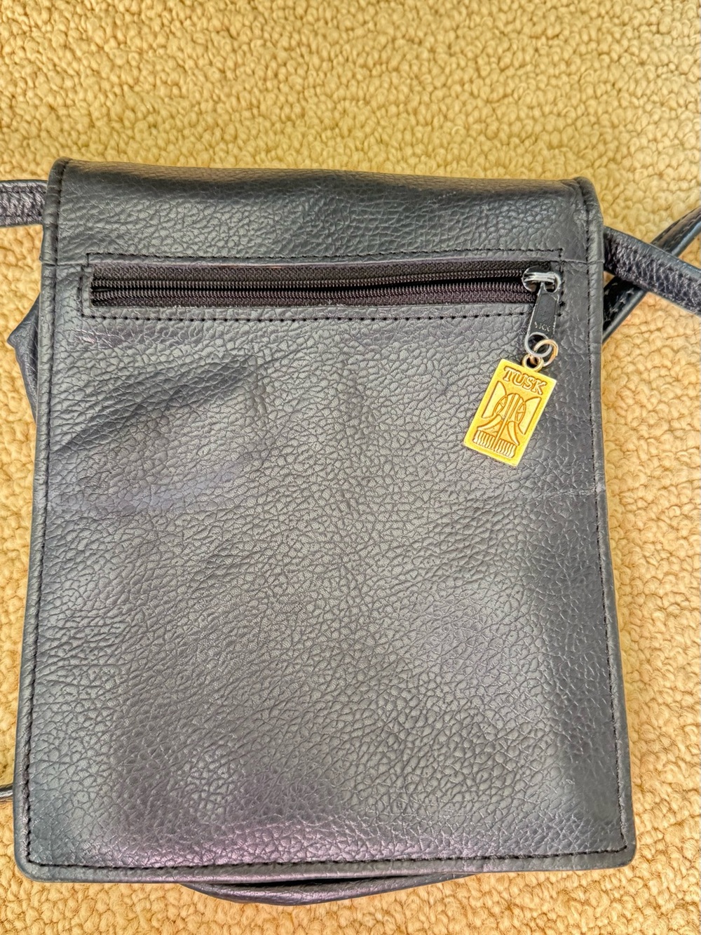 Tusk adjustable Navy Blue Leather Crossbody Bag